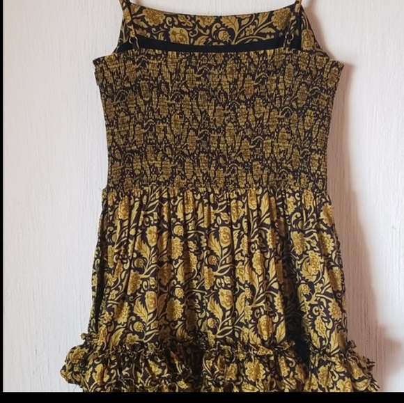 Nicholas Adele Tiered Smocked Yellow/Black Bohemian Floral Dress - Picture 9 of 15